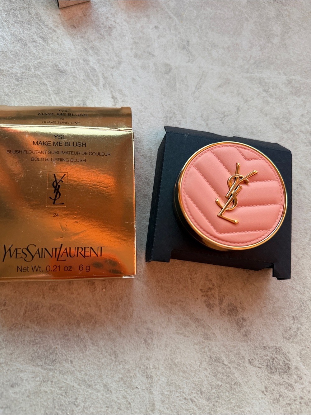 Yves Saint Laurent Quilted Compact Cream Blush in Coral Pink